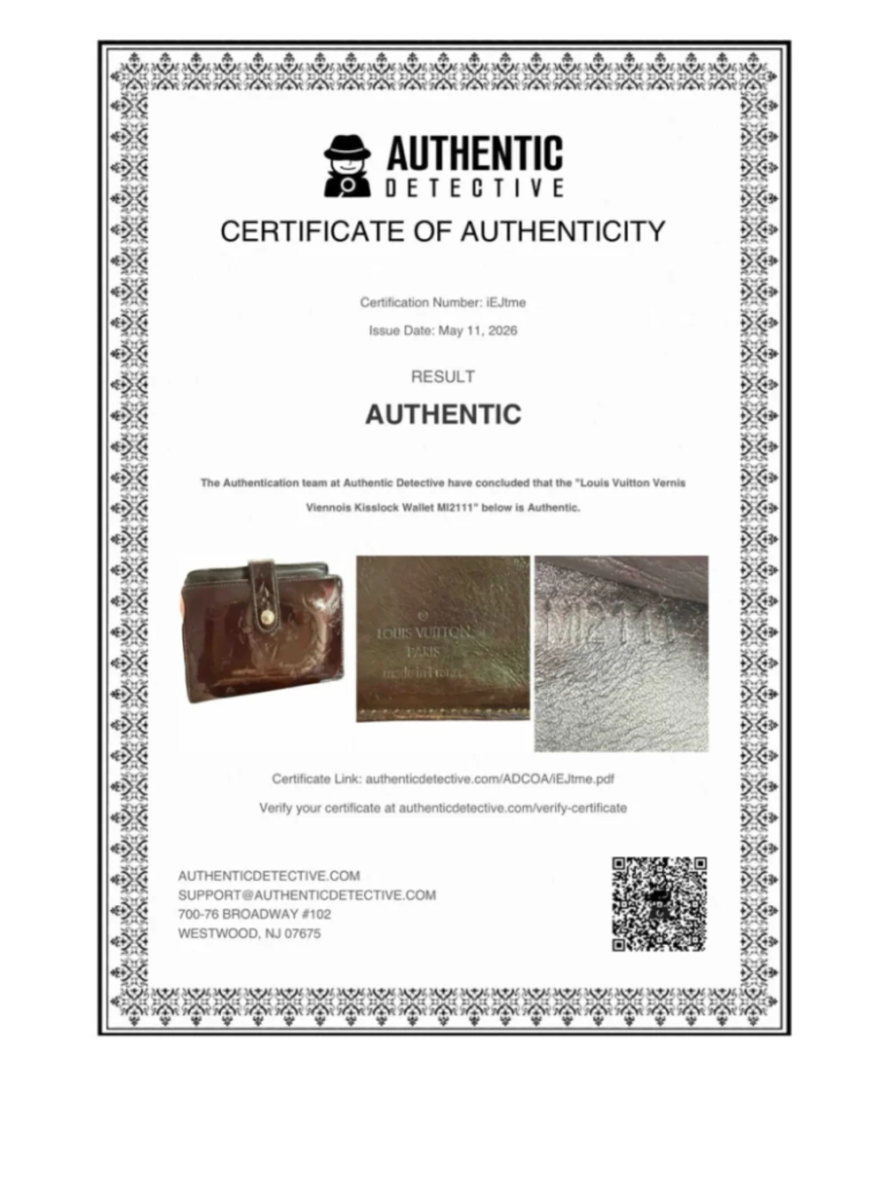 Louis Vuitton Portefeuille Viennois in Amarante with Dust Bag and CoA